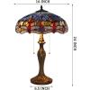 imageWERFACTORY Tiffany Table Lamp Blue Orange Stained Glass Dragonfly Style Bedside Lamp 16X16X24 Inches Desk Reading Light Metal Base Decor Bedroom Living Room Home Office S688 Series