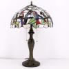 imageWERFACTORY Tiffany Table Lamp Colorful Stained Glass Birds Bedside Lamp 16X16X24 Inches Desk Reading Light Metal Base Decor Bedroom Living Room Home Office S805 Series