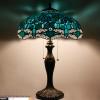 imageWERFACTORY Tiffany Table Lamp Green Stained Glass Dragonfly Bedside Lamp 16X16X24 Inches Desk Reading Light Metal Base Decor Bedroom Living Room Home Office S622 Series