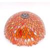 imageWERFACTORY Tiffany Table Lamp Orange Red Wisteria Stained Glass Bedside Lamp 16X16X24 Inches Desk Reading Light Metal Base Decor Bedroom Living Room Home Office S523R Series