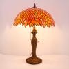 imageWERFACTORY Tiffany Table Lamp Orange Red Wisteria Stained Glass Bedside Lamp 16X16X24 Inches Desk Reading Light Metal Base Decor Bedroom Living Room Home Office S523R Series