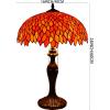 imageWERFACTORY Tiffany Table Lamp Orange Red Wisteria Stained Glass Bedside Lamp 16X16X24 Inches Desk Reading Light Metal Base Decor Bedroom Living Room Home Office S523R Series