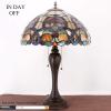 imageWERFACTORY Tiffany Table Lamp Orange Stained Glass Bedside Lamp 16X16X24 Inches Desk Reading Light Resin Base Decor Bedroom Living Room Home Office S617 Series