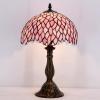 imageWERFACTORY Tiffany Table Lamp Pink Wisteria Style Stained Glass Desk Bedside Reading Light 12X12X18 Inches Decor Bedroom Living Room Home Office S523 Series