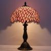 imageWERFACTORY Tiffany Table Lamp Pink Wisteria Style Stained Glass Desk Bedside Reading Light 12X12X18 Inches Decor Bedroom Living Room Home Office S523 Series