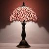imageWERFACTORY Tiffany Table Lamp Pink Wisteria Style Stained Glass Desk Bedside Reading Light 12X12X18 Inches Decor Bedroom Living Room Home Office S523 Series