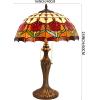 imageWERFACTORY Tiffany Table Lamp Red Stained Glass Tulip Lamp 16X16X24 Inches Desk Reading Light Metal Base Decor Bedroom Living Room Home Office S030 Series