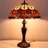 imageWERFACTORY Tiffany Table Lamp Red Stained Glass Tulip Lamp 16X16X24 Inches Desk Reading Light Metal Base Decor Bedroom Living Room Home Office S030 Series