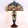 imageWERFACTORY Tiffany Table Lamp Sea Blue Yellow Stained Glass Dragonfly MatherDaughter Vase Table Lamp 16X16X24 Inches Desk Light Decor Bedroom Living Room Home Office S128 Series