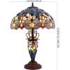imageWERFACTORY Tiffany Table Lamp Sea Blue Yellow Stained Glass Dragonfly MatherDaughter Vase Table Lamp 16X16X24 Inches Desk Light Decor Bedroom Living Room Home Office S128 Series