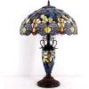 imageWERFACTORY Tiffany Table Lamp Sea Blue Yellow Stained Glass Dragonfly MatherDaughter Vase Table Lamp 16X16X24 Inches Desk Light Decor Bedroom Living Room Home Office S128 Series