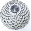 imageWERFACTORY Tiffany Table Lamp Stained Glass Bedside Lamp 16X16X24 Inches Cream Pearl Bead Desk Reading Light Metal Base Decor Bedroom Living Room Home Office S005 Series
