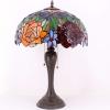 imageWERFACTORY Tiffany Table Lamp Stained Glass Bedside Lamp Red Rose 16X16X24 Inches Desk Reading Light Resin Base Decor Bedroom Living Room Home Office S001 Series