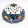 imageWERFACTORY Tiffany Table Lamp Stained Glass Style Bedside Lamp Blue Lotus 16X16X24 Inches Desk Reading Light Metal Base Decor Bedroom Living Room Home Office S220 Series