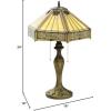 imageWERFACTORY Tiffany Table Lamp Yellow Hexagon Stained Glass Bedside Lamp Mission 16X16X24 Inches Desk Reading Light Metal Base Decor Bedroom Living Room Home Office S011 Series