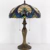 imageWERFACTORY Tiffany Table Lamp Yellow Liaison Stained Glass Bedside Lamp 16X16X24 Inches Desk Reading Light Metal Base Decor Bedroom Living Room Home Office S160E Series