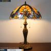imageWERFACTORY Tiffany Table Lamp Yellow Liaison Stained Glass Bedside Lamp 16X16X24 Inches Desk Reading Light Metal Base Decor Bedroom Living Room Home Office S160E Series