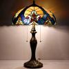 imageWERFACTORY Tiffany Table Lamp Yellow Liaison Stained Glass Bedside Lamp 16X16X24 Inches Desk Reading Light Metal Base Decor Bedroom Living Room Home Office S160E Series