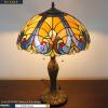 imageWERFACTORY Tiffany Table Lamp Yellow Liaison Stained Glass Bedside Lamp 16X16X24 Inches Desk Reading Light Metal Base Decor Bedroom Living Room Home Office S160E Series