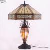 imageWERFACTORY Tiffany Table Lamp Yellow Stained Glass Hexagon Mission MotherDaughter Vase Lamp 16X16X24 Inches Desk Reading Light Decor Bedroom Living Room Home Office S011 Series
