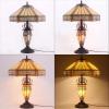 imageWERFACTORY Tiffany Table Lamp Yellow Stained Glass Hexagon Mission MotherDaughter Vase Lamp 16X16X24 Inches Desk Reading Light Decor Bedroom Living Room Home Office S011 Series