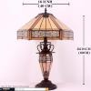 imageWERFACTORY Tiffany Table Lamp Yellow Stained Glass Hexagon Mission MotherDaughter Vase Lamp 16X16X24 Inches Desk Reading Light Decor Bedroom Living Room Home Office S011 Series