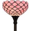 imageWERFACTORY Tiffany Floor Lamp Pink Stained Glass Pearl Bead Light 12X12X66 Inches Torchiere Standing Corner Torch Uplight Decor Bedroom Living Room Home Office S005P Series