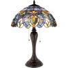 imageWERFACTORY Tiffany Lamp Blue Purple Cloud Stained Glass Style Table Lamp 16X16X24 Inches Desk Bedside Reading Light Resin Base Decor Bedroom Living Room Home Office S558 Series
