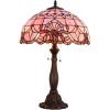 imageWERFACTORY Tiffany Lamp Pink Stained Glass Baroque Bedside Table Lamp Style Desk Light 16X16X24 Inches Decor Bedroom Living Room Home Office S003P Series