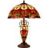 imageWERFACTORY Tiffany Lamp Red Stained Glass Tulip Flower MatherDaughter Vase Table Lamp 16X16X24 Inch Antique Desk Reading Light Decor Bedroom Living Room Home Office S030 Series
