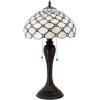 imageWERFACTORY Tiffany Lamp Stained Glass Table Lamp Cream Pearl Bead Style Desk Reading Light 12X12X22 Inches Decor Bedroom Living Room Home Office S005 Series