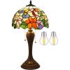imageWERFACTORY Tiffany Lamp Stained Glass Table Lamp Hummingbird Style Bedside Desk Reading Light 12X12X22 Inches Decor Bedroom Living Room Home Office S101 Series