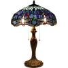 imageWERFACTORY Tiffany Style Table Lamp Blue Stained Glass Dragonfly Bedside Desk Reading Light Metal Base 16X16X24 Inches Decor Bedroom Living Room Home Office S004 Series