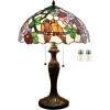 imageWERFACTORY Tiffany Style Table Lamp Double Birds Colorful Stained Glass Bedside Lamp 16X16X24 Inches Desk Light Metal Base Decor Bedroom Living Room Home Office S803 Series
