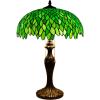 imageWERFACTORY Tiffany Style Table Lamp Stained Glass Bedside Lamp Green Wisteria Desk Reading Light Metal Base 16X16X24 Inches Decor Bedroom Living Room Home Office S523 Series
