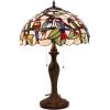 imageWERFACTORY Tiffany Table Lamp Colorful Stained Glass Birds Bedside Lamp 16X16X24 Inches Desk Reading Light Metal Base Decor Bedroom Living Room Home Office S805 Series
