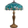 imageWERFACTORY Tiffany Table Lamp Green Stained Glass Dragonfly Bedside Lamp 16X16X24 Inches Desk Reading Light Metal Base Decor Bedroom Living Room Home Office S622 Series