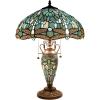 imageWERFACTORY Tiffany Table Lamp Sea Blue Stained Glass Dragonfly Style 16X16X24 Inches MotherDaughter Vase Desk Reading Light Decor Bedroom Living Room Home Office S147 Series