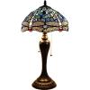 imageWERFACTORY Tiffany Table Lamp Sea Blue Stained Glass Dragonfly Style Bedside Lamp Desk Reading Light 12X12X22 Inches Decor Bedroom Living Room Home Office S631 Series