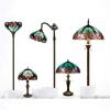 imageWERFACTORY Stained Glass Lamp Tiffany Style Bedside Table Lamp Reading Desk Light Metal Leaf Base 8X10X21 Inches Decor Small Space Bedroom Home Office S160G Series