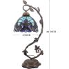 imageWERFACTORY Stained Glass Lamp Tiffany Style Bedside Table Lamp Reading Desk Light Metal Leaf Base 8X10X21 Inches Decor Small Space Bedroom Home Office S160G Series