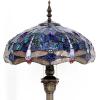 imageWERFACTORY Tiffany Floor Lamp Dragonfly Blue Cloud Stained Glass Standing Reading Light 16X16X64 Inches Antique Pole Corner Lamp Decor Bedroom Living Room Home Office S631 Series