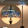 imageWERFACTORY Tiffany Floor Lamp Dragonfly Blue Cloud Stained Glass Standing Reading Light 16X16X64 Inches Antique Pole Corner Lamp Decor Bedroom Living Room Home Office S631 Series