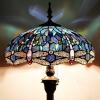 imageWERFACTORY Tiffany Floor Lamp Dragonfly Blue Cloud Stained Glass Standing Reading Light 16X16X64 Inches Antique Pole Corner Lamp Decor Bedroom Living Room Home Office S631 Series