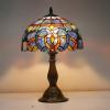 imageWERFACTORY Tiffany Lamp Blue Purple Stained Glass Style Table Lamp Reading Desk Light 12X12X18 Inches Decor Bedroom Living Room Home Office S558 Series