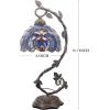 imageWERFACTORY Tiffany Lamp Cloudy Blue Stained Glass Table Lamp Metal Leaf Base 8X10X21 Inches Reading Desk Light Decor Small Space Bedside Bedroom Home Office S558 Series