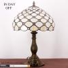 imageWERFACTORY Tiffany Lamp Cream Amber Stained Glass Bead Table Lamp Desk Bedside Reading Light 12X12X18 Inches Deco Bedroom Living Room Home Office S005 Series