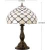 imageWERFACTORY Tiffany Lamp Cream Amber Stained Glass Bead Table Lamp Desk Bedside Reading Light 12X12X18 Inches Deco Bedroom Living Room Home Office S005 Series