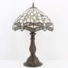 imageWERFACTORY Tiffany Lamp Cream Stained Glass Dragonfly Bedside Table Lamp Desk Reading Light 12X12X18 Inches Decor Bedroom Living Room Home Office S139 Series