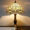 imageWERFACTORY Tiffany Lamp Cream Stained Glass Dragonfly Bedside Table Lamp Desk Reading Light 12X12X18 Inches Decor Bedroom Living Room Home Office S139 Series